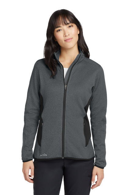 EDDIE BAUER WOMENS FULL ZIP HEATHER STRETCH FLEECE JACKET