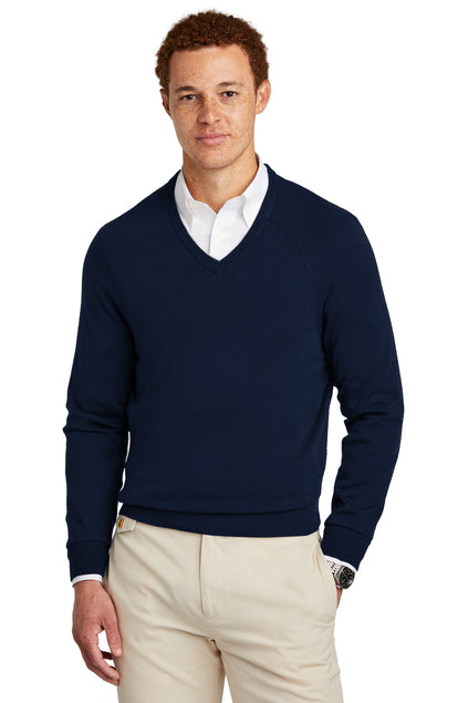 BROOKS BROTHERS COTTON STRETCH V-NECK SWEATER